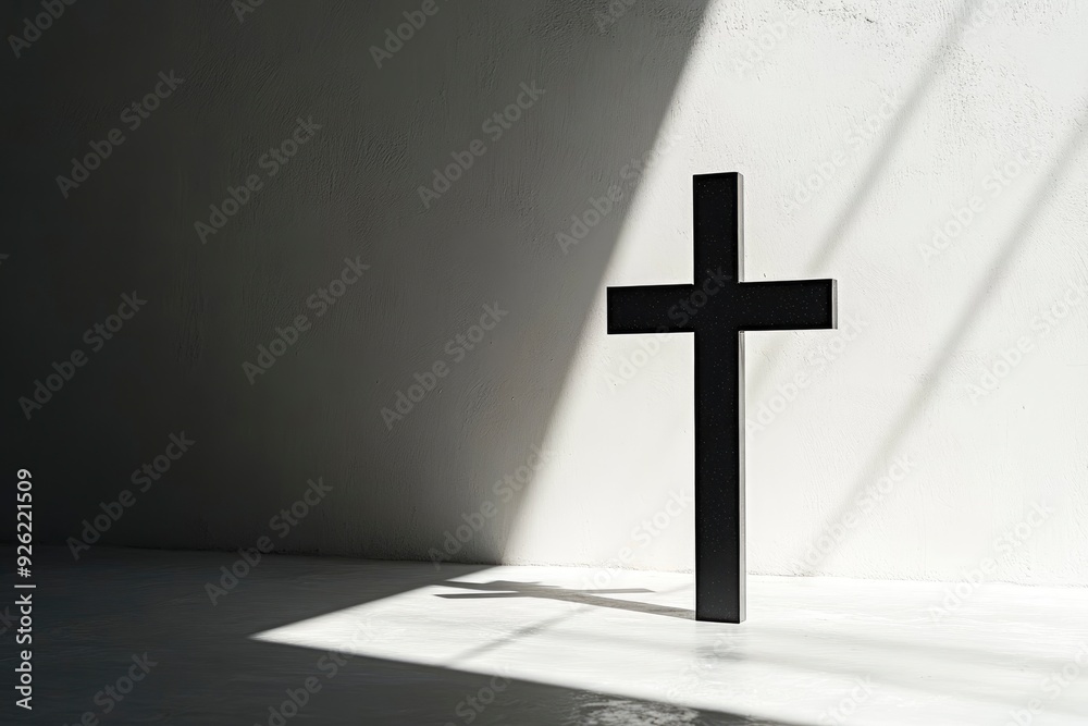 Fototapeta premium very bright image of a cross on a white outdoor studio background with beautiful lighting , ai