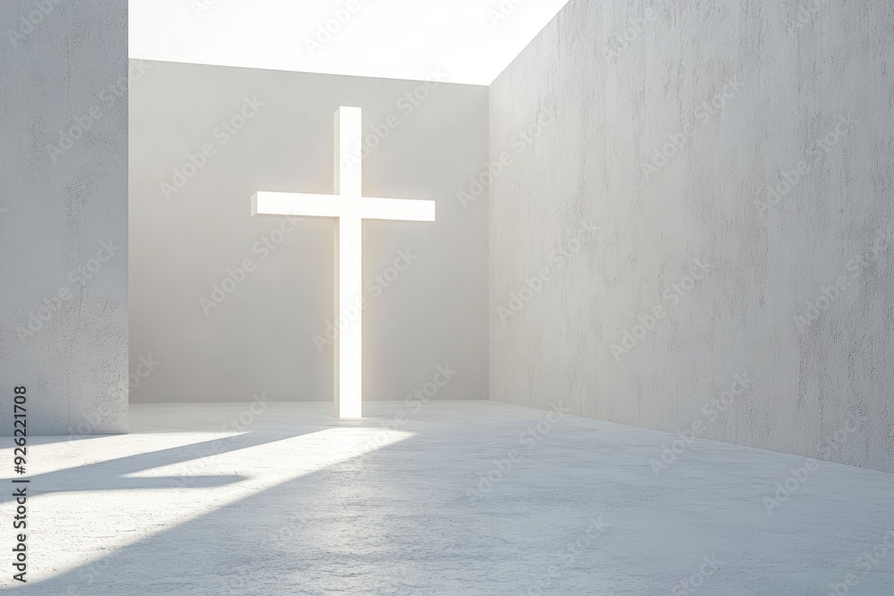 Naklejka premium very bright image of a cross on a white outdoor studio background with beautiful lighting , ai