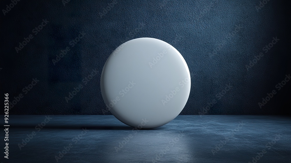 A single large neumorphic round button with a soft, embossed appearance, spotlighted to highlight its smooth, tactile texture against a dark, minimalist background A single large neumorphic round button with a soft, embossed appearance, spotlighted to highlight its smooth, tactile texture against a dark, minimalist background