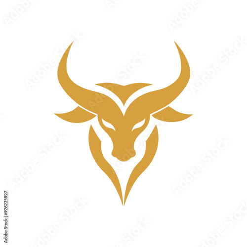 Golden Bull Logo Icon Vector Art Illustration