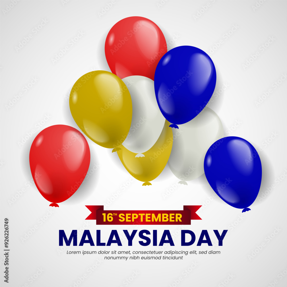 Malaysia Independence Day Celebration Poster Background with Balloons Illustration
