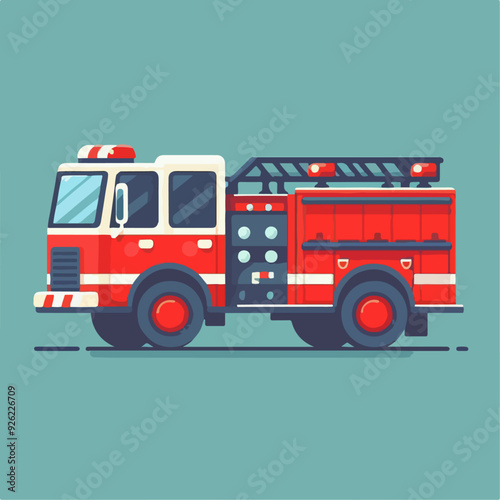 Cartoon illustration of Fire Trucks. simple design