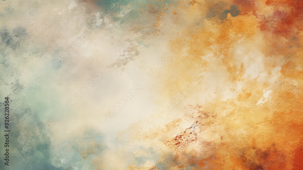 Abstract background with soft, muted, orange, brown, and blue watercolor paint. Abstract background with soft, muted, orange, brown, and blue watercolor paint.