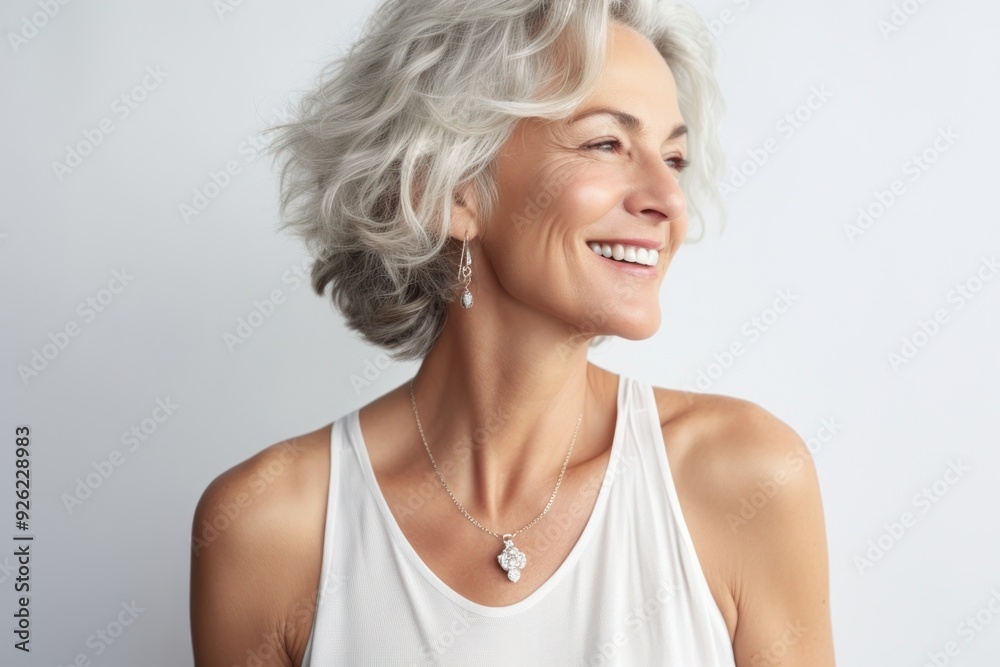 Fototapeta premium Jewelry necklace laughing smile.