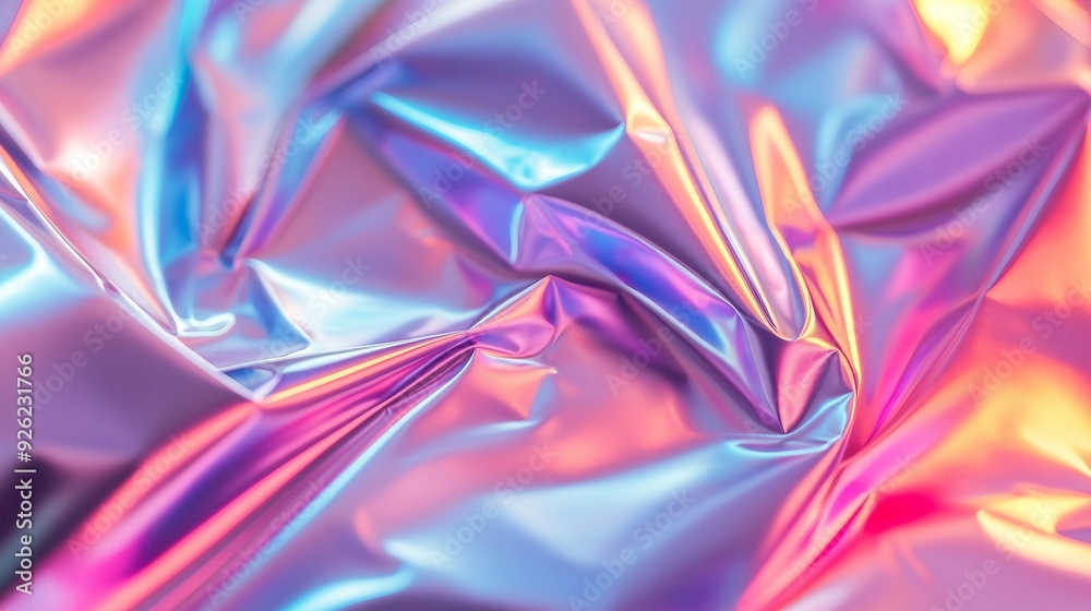 Vibrant Abstract Holographic Neon Foil Background with Iridescent Colors and Copy Space. Vibrant Abstract Holographic Neon Foil Background with Iridescent Colors and Copy Space.