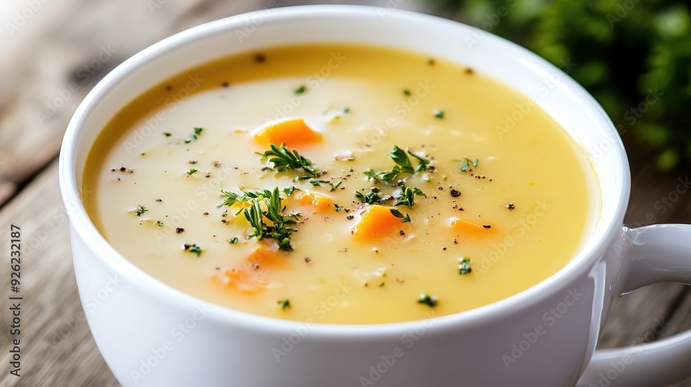 Traditional Russian Soup Served in a White Bowl Traditional Russian Soup Served in a White Bowl