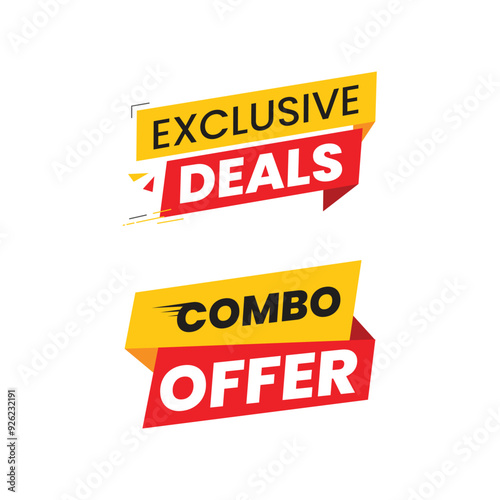 Vector combo offers and exclusive deal design-labels. Vector illustration for social media. Red yellow color combination sticker.