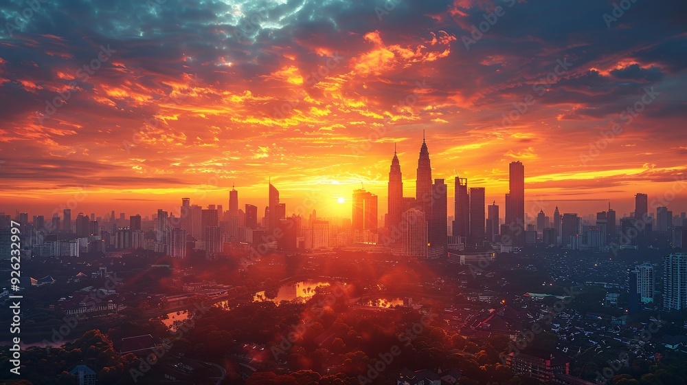 City Sunset: A stunning sunset view over a city skyline, with the buildings bathed in golden light and the sky painted in hues of orange and pink. City Sunset: A stunning sunset view over a city skyline, with the buildings bathed in golden light and the sky painted in hues of orange and pink.
