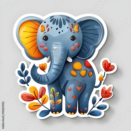 Cute Dinosaur Inspired Elephant Sticker for Learning and Decorative Purposes