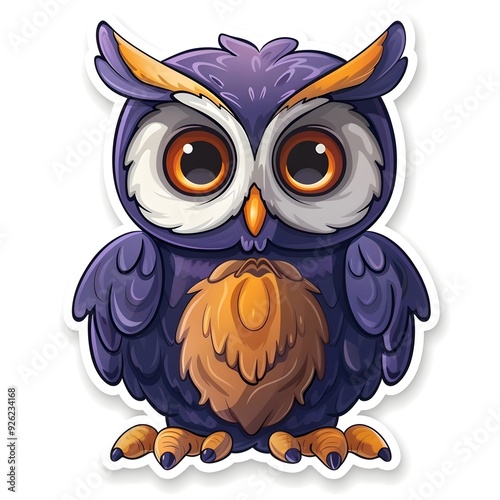 Cute Stylized Cartoon Owl Character for Sticker Design or Learning