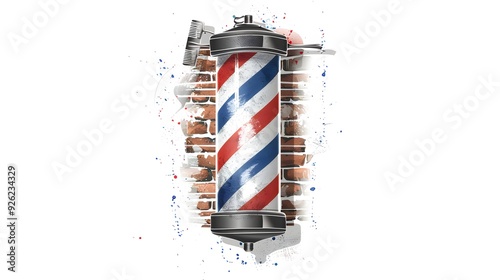 Obraz na płótnie Retro style barber pole vector illustration isolated w salonie