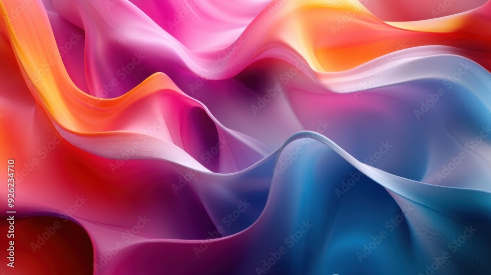 A vibrant abstract image showcasing flowing fabric-like waves with smooth, colorful gradients in shades of pink, orange, red, and blue. A vibrant abstract image showcasing flowing fabric-like waves with smooth, colorful gradients in shades of pink, orange, red, and blue.