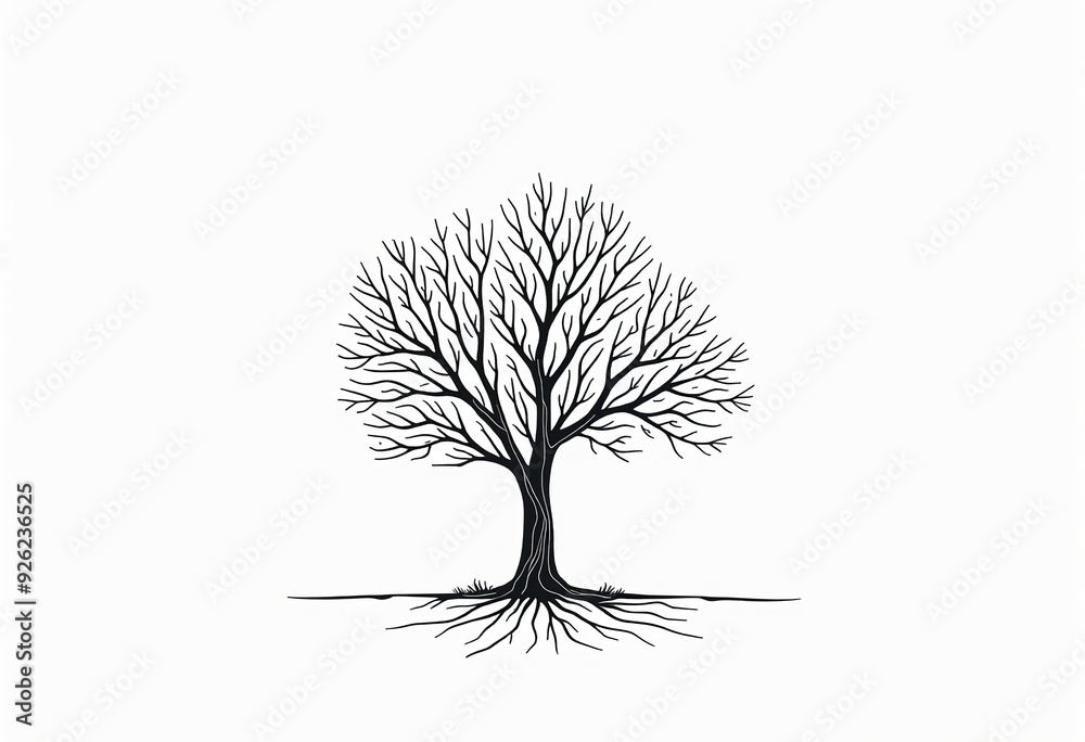 Naklejka premium Vector Line Art Tree Illustration: Celebrate World Environment Day with this Stylish Design