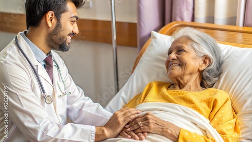 smiling indian caring doctor supporting
