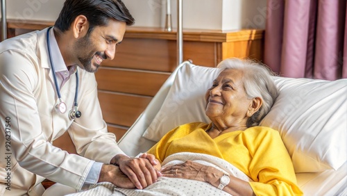 smiling indian caring doctor supporting