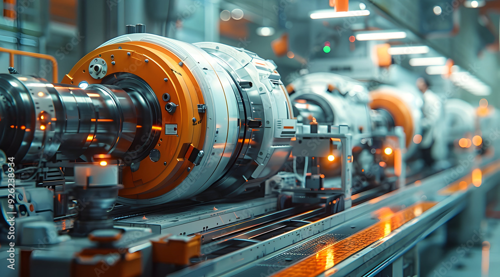 Futuristic Industrial Conveyor Belt - 3D Illustration Futuristic Industrial Conveyor Belt - 3D Illustration