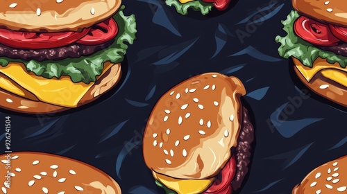 Barbecue burger illustration pattern