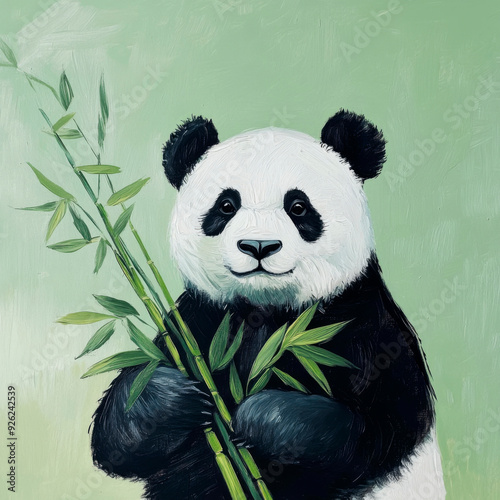 Panda mit Bambus im Portrait