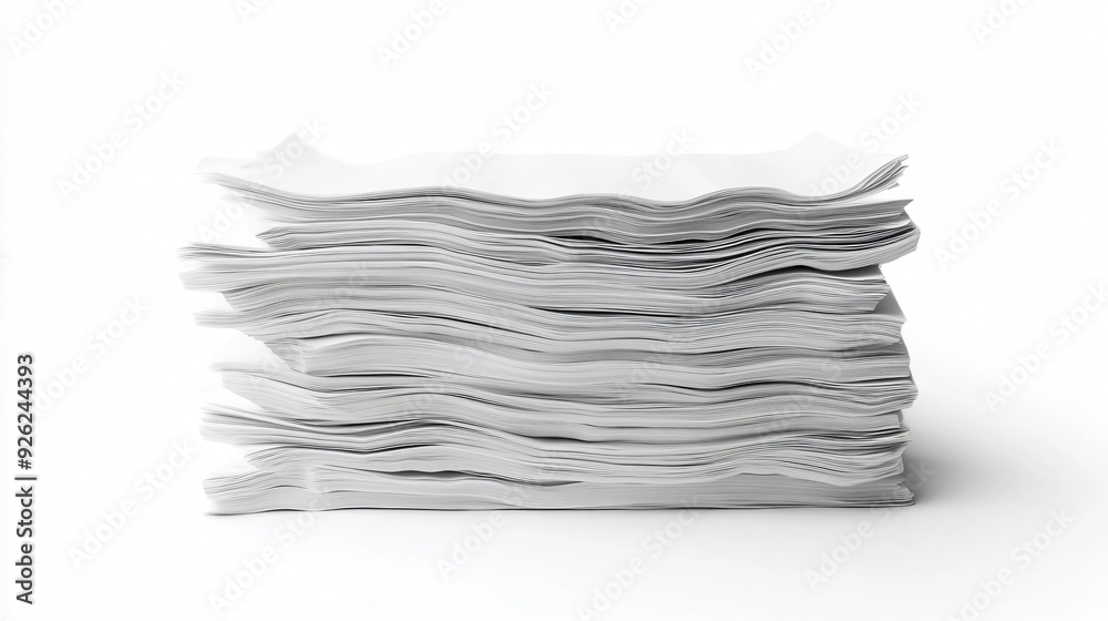Professional Stacks of Paper Sheets Isolated on White Background Professional Stacks of Paper Sheets Isolated on White Background