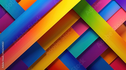 A vibrant geometric background featuring bright diagonal rainbow stripes of various colors blending seamlessly into each other,