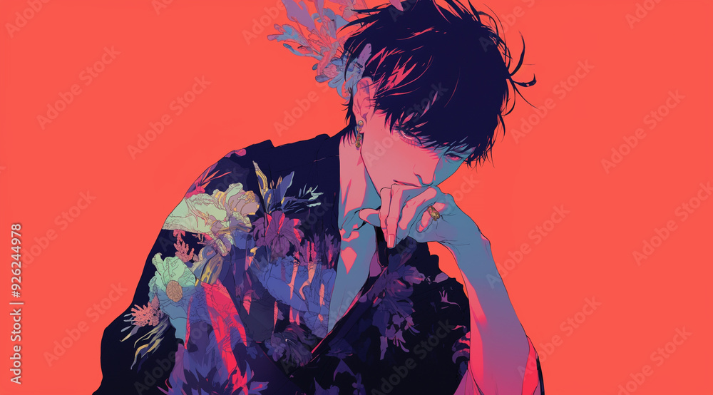 Fototapeta premium Cool and Handsome Japanese Men Exuding Style and Charm