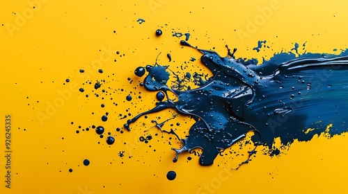Slate blue splash on a sunny yellow background. Cool and warm contrast.
