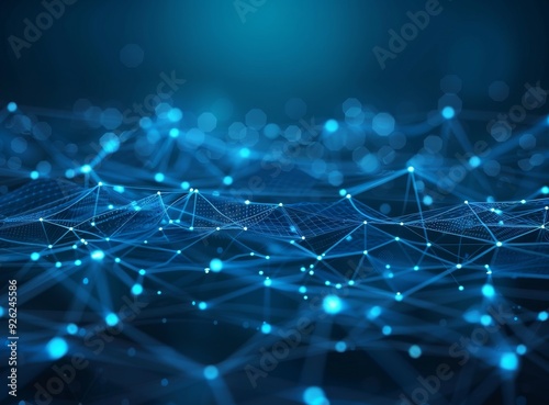 Abstract Digital Background Featuring Blue Glowing Network Connections. photo