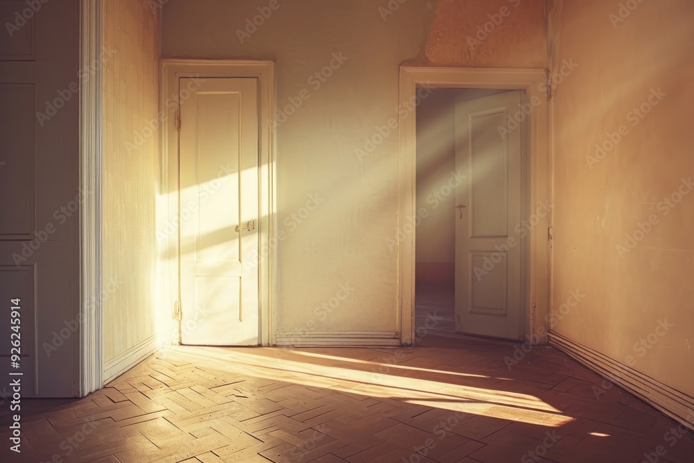 Fototapeta premium Home interior flooring light door.
