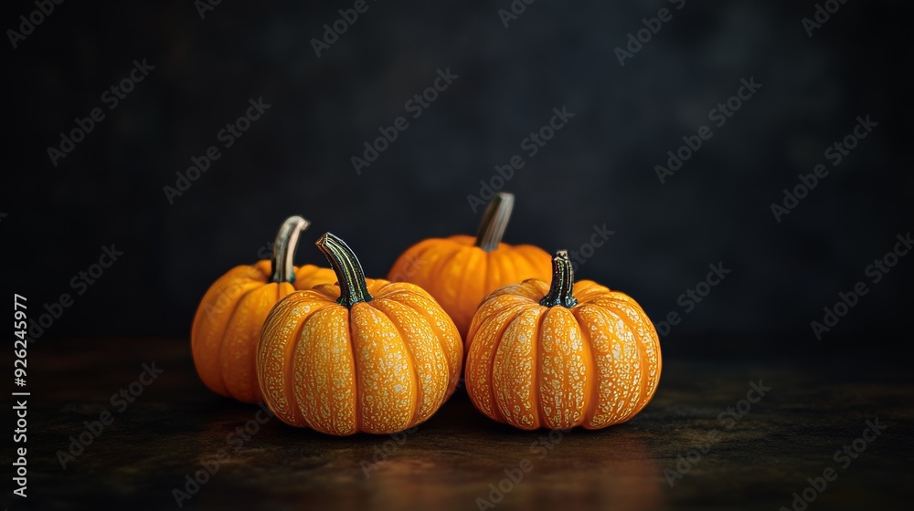 small pumpkins on a table with a black background small pumpkins on a table with a black background