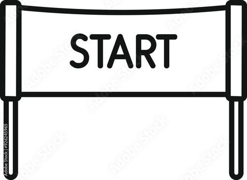 Simple black and white icon of a starting line banner representing a new beginning