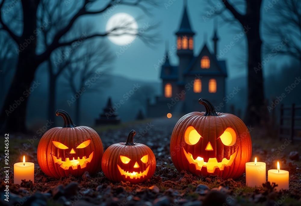 Haunted Castle and Graveyard Halloween Illustration: Digital Art for Spooky Designs Haunted Castle and Graveyard Halloween Illustration: Digital Art for Spooky Designs