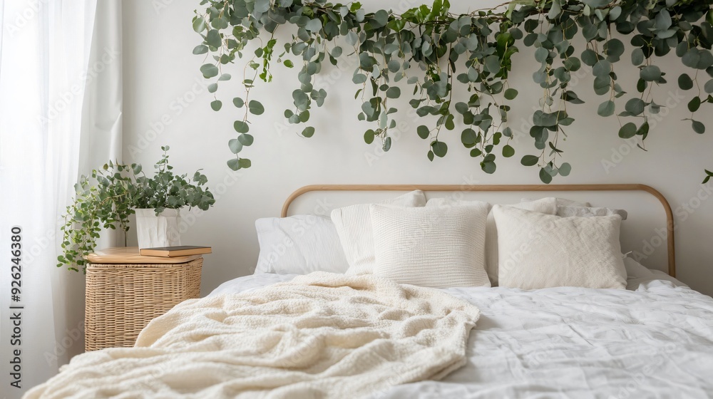 Elegant Bedroom Decor with Eucalyptus Garland Elegant Bedroom Decor with Eucalyptus Garland