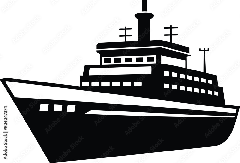 Vessel ship silhouette illustration black and white Vessel ship silhouette illustration black and white