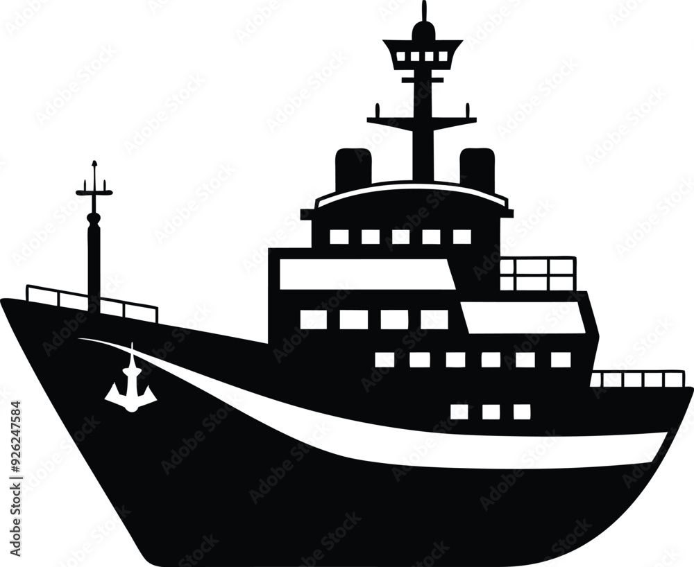 Vessel ship silhouette illustration black and white Vessel ship silhouette illustration black and white