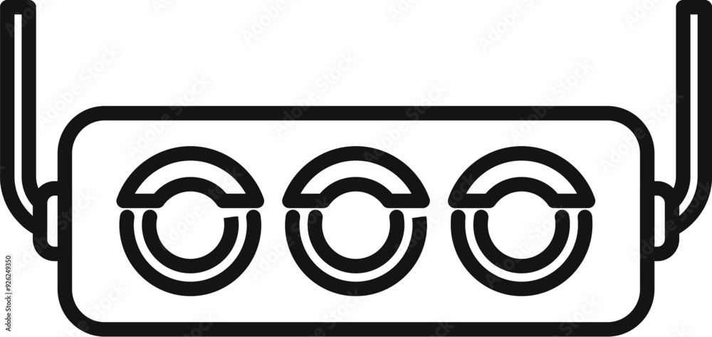 Aquarium lamp with three round lamps is hanging on wires icon Aquarium lamp with three round lamps is hanging on wires icon