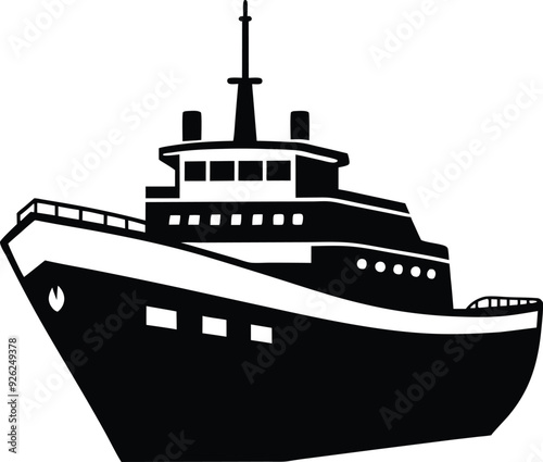 Vessel ship silhouette illustration black and white