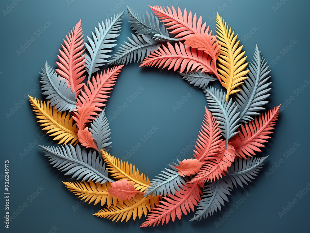Naklejka premium Realistic christmas wreath decorated with red ribbons candies and baubles.