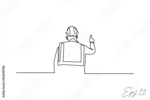 continuous line vector illustration design of construction foreman man