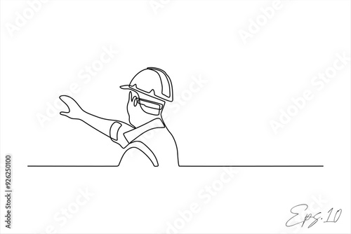 continuous line vector illustration design of construction foreman man