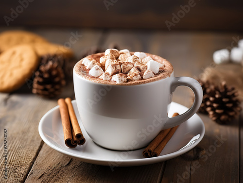 Cup hot chocolate marshmallow drink Sweet warm.