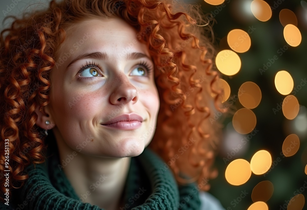 Close-up of a Thoughtful Redhead Dreaming of the Holiday Season Close-up of a Thoughtful Redhead Dreaming of the Holiday Season