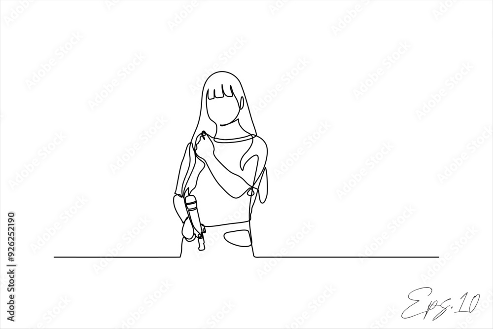 continuous line vector illustration design illustration of woman singing continuous line vector illustration design illustration of woman singing
