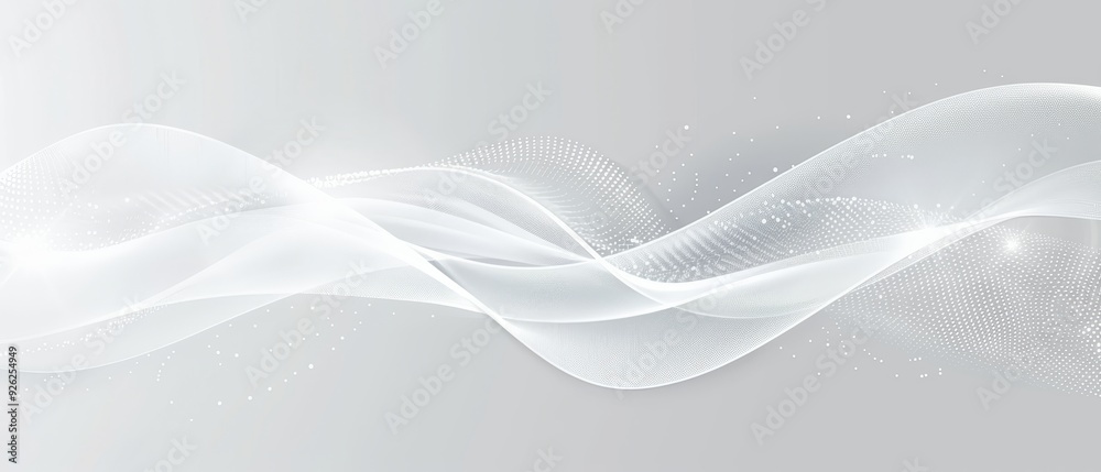 Fototapeta premium Abstract Wave Line with Dots and Glowing Effect in Presentation Design.