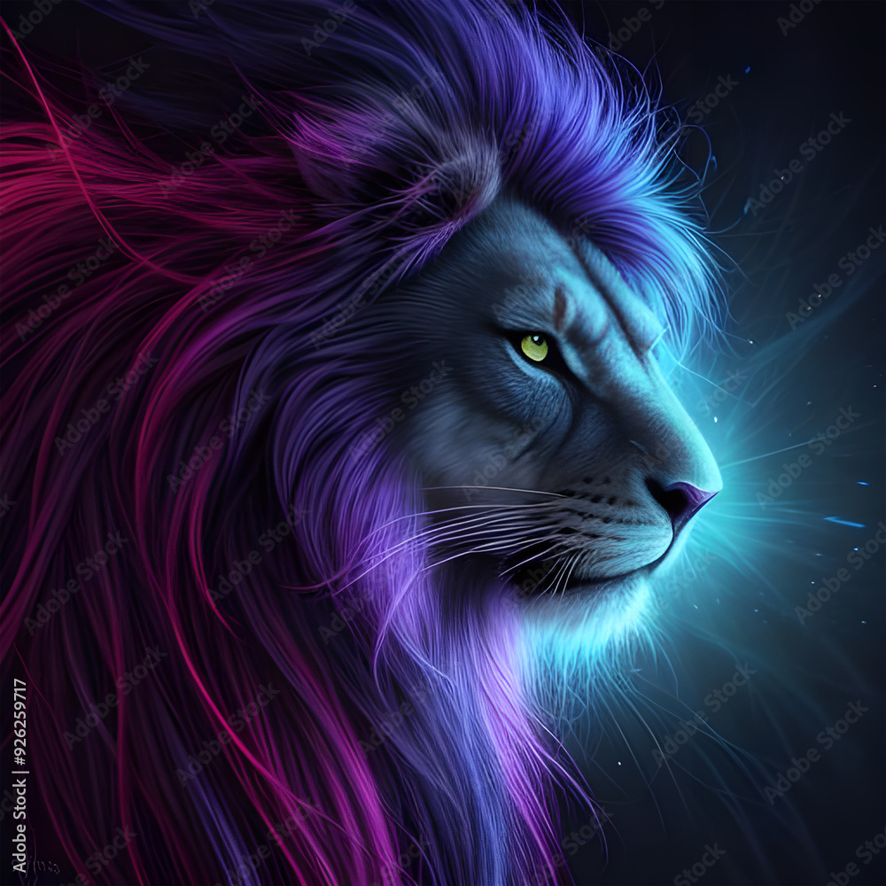 color illustration of the head of a lion