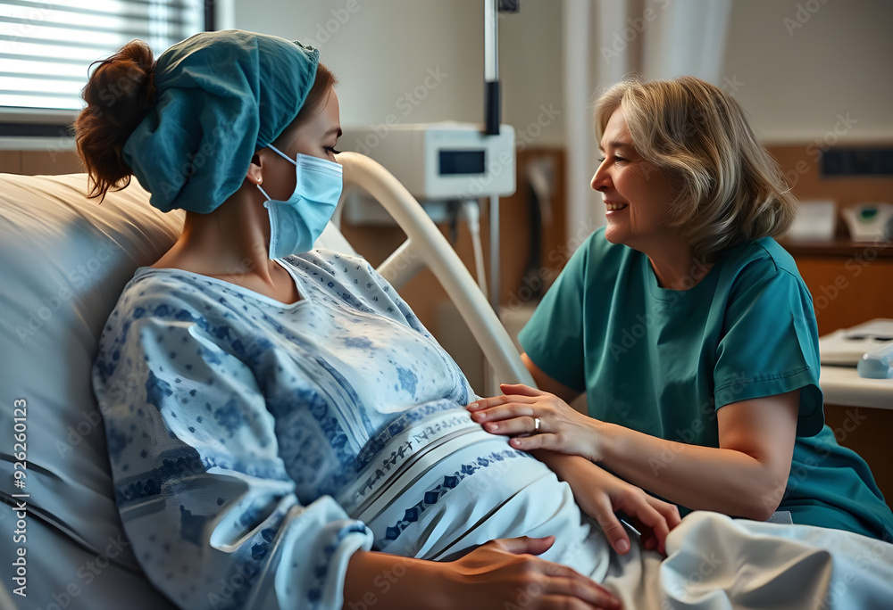 Obraz premium Pregnant Woman Promoting Safe Delivery and Maternal Well-Being