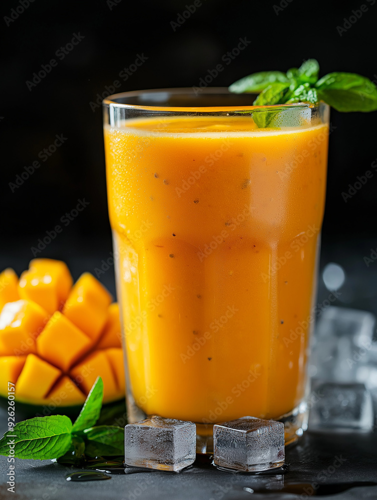 a rereshable yello mango smoothie. generative ai a rereshable yello mango smoothie. generative ai