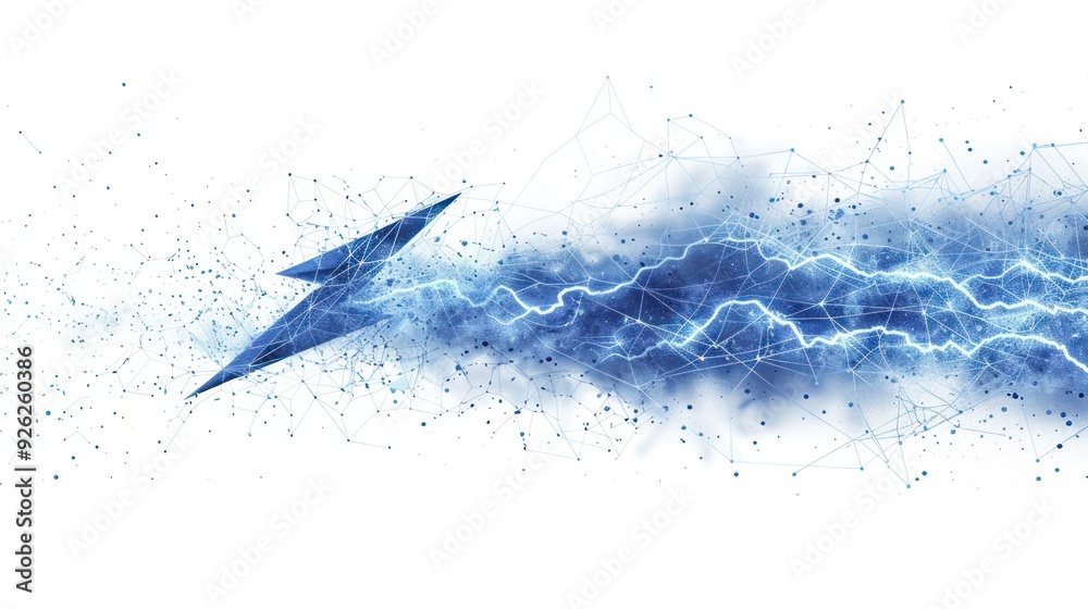 Obraz premium Abstract Lightning Strike with Digital Network