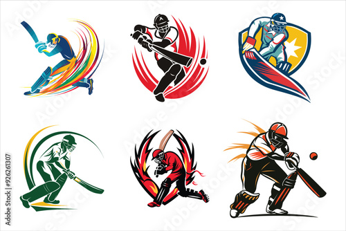 Cricket Batsman Vector Illustration, A cricketer Batsman shots Poses Vector, cricketer figure Vector