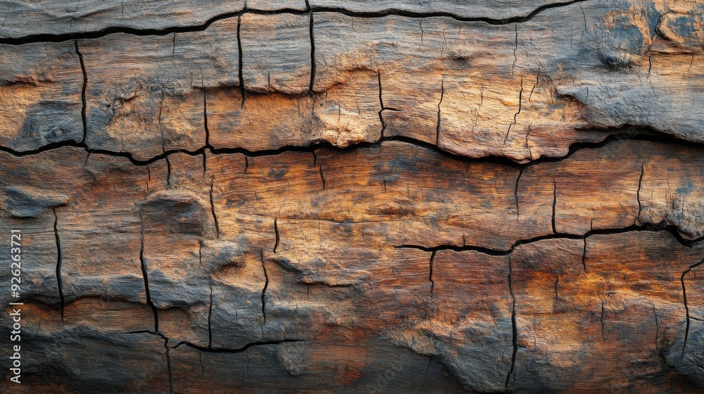This image showcases a rustic piece of wood featuring natural cracks and weathered patterns, capturing the essence of nature's aging process. This image showcases a rustic piece of wood featuring natural cracks and weathered patterns, capturing the essence of nature's aging process.