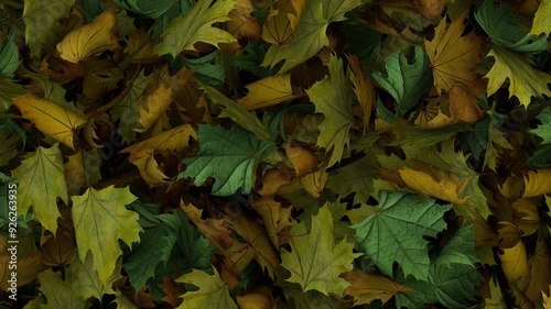 Dynamic full screen animated autumn leaves transition From the edges than blown away